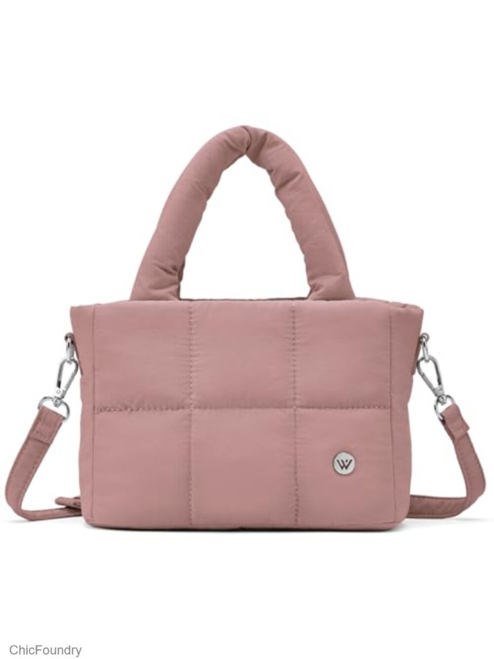 Mini Quilted Nylon Puffer Crossbody Tote Bag 3-Way Convertible Purse